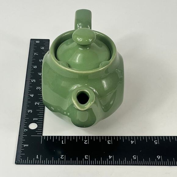 Green Teapot 6" Avocado Olive MCM Mid Century Retro Art Deco - Picture 12 of 12